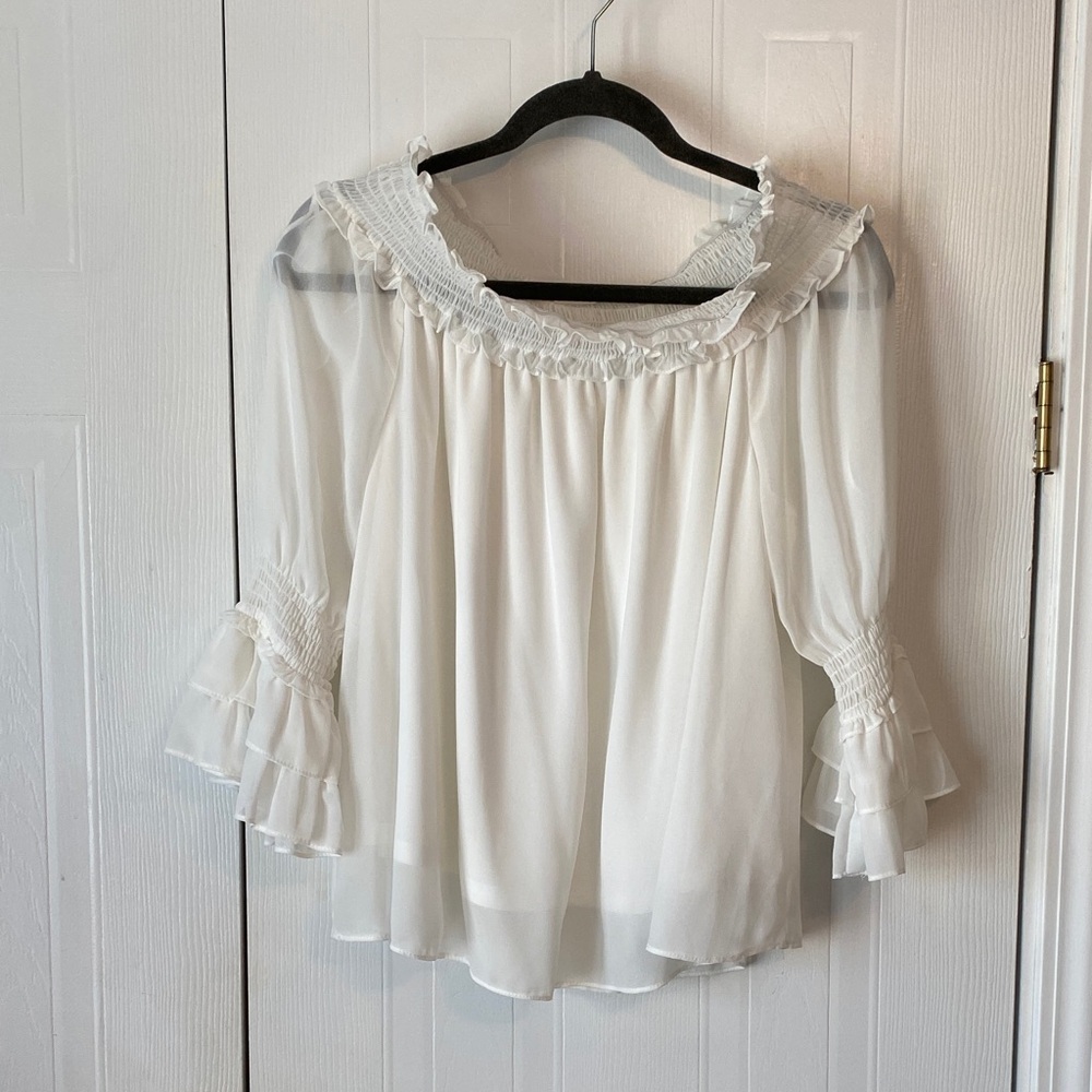 Entro Cream Ruffled Blouse